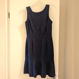 Navy Sleek Flounce Sleeveless Dress